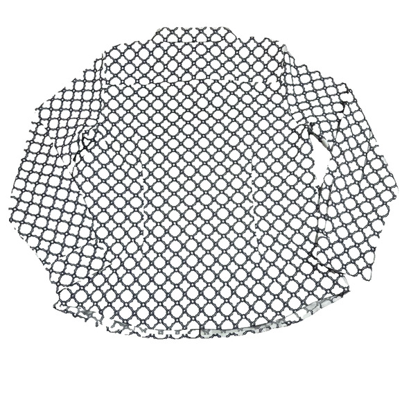 Talbots Shirt Womens Button Up 16 White Navy Blue Geometric Print Long Sleeve - Picture 2 of 13